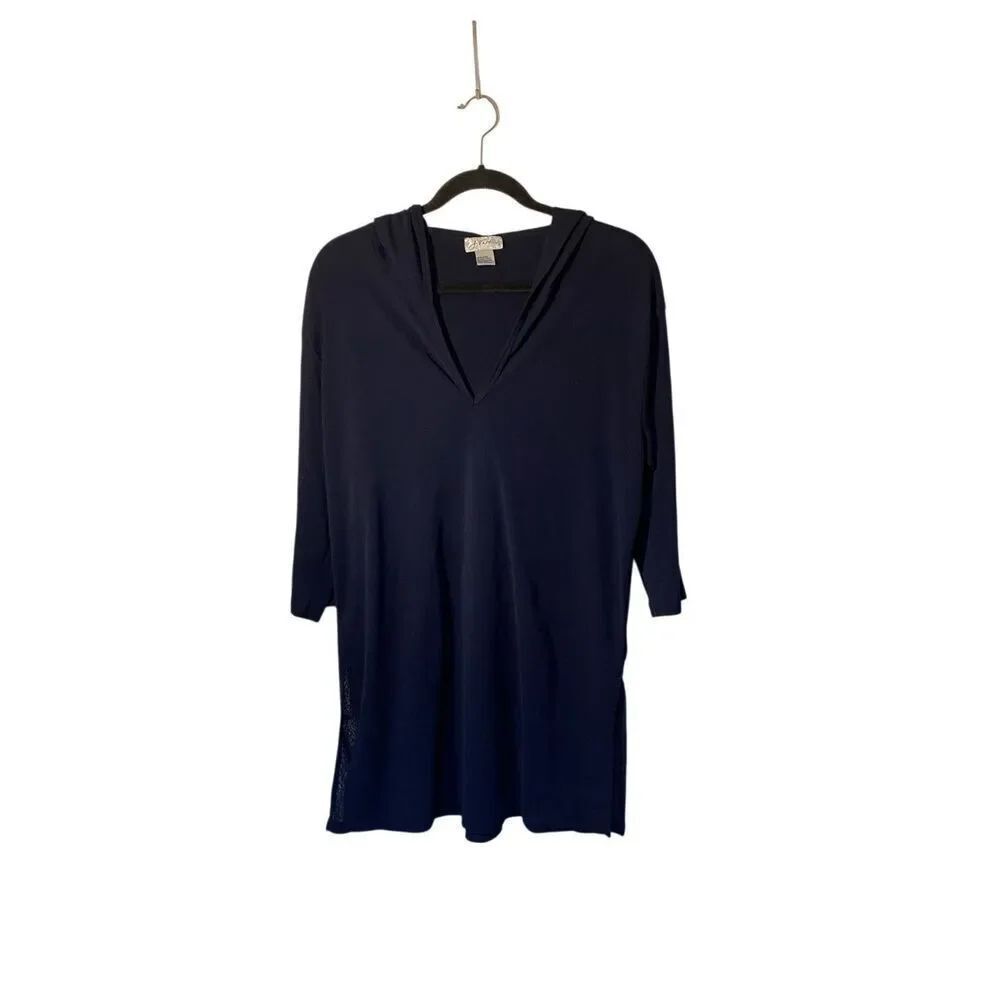 J. Validi women’s Cancun navy blue swim cover-up with hood M